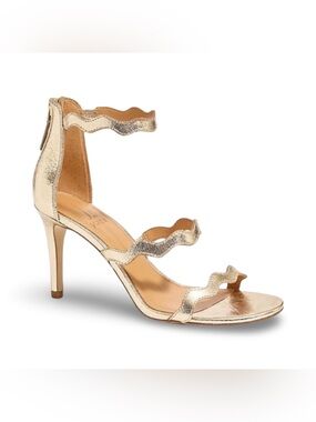J. Crew Factory Gold Metallic Strappy Heel Sandals 7.5